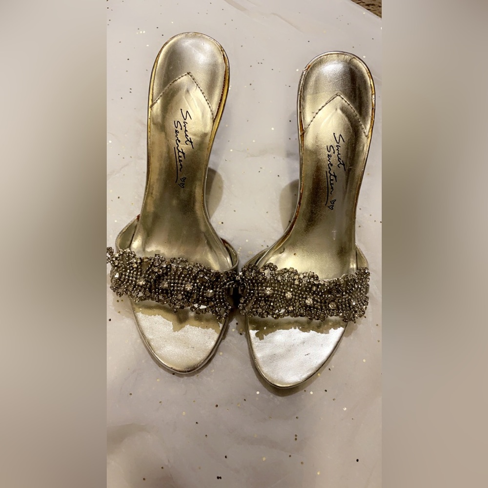 Silver rhinestone strap sandle